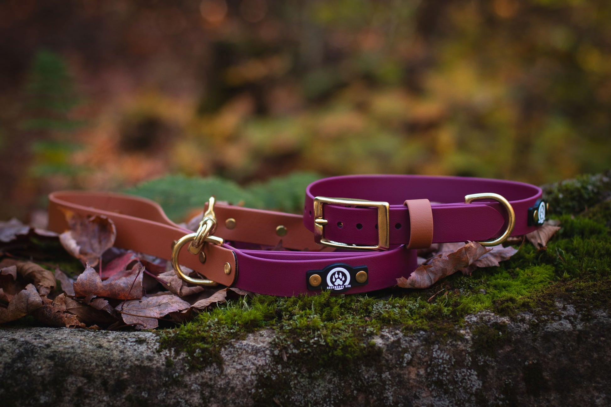 Backwoods Dog waterproof BioThanedog leash two tone brass hardware 