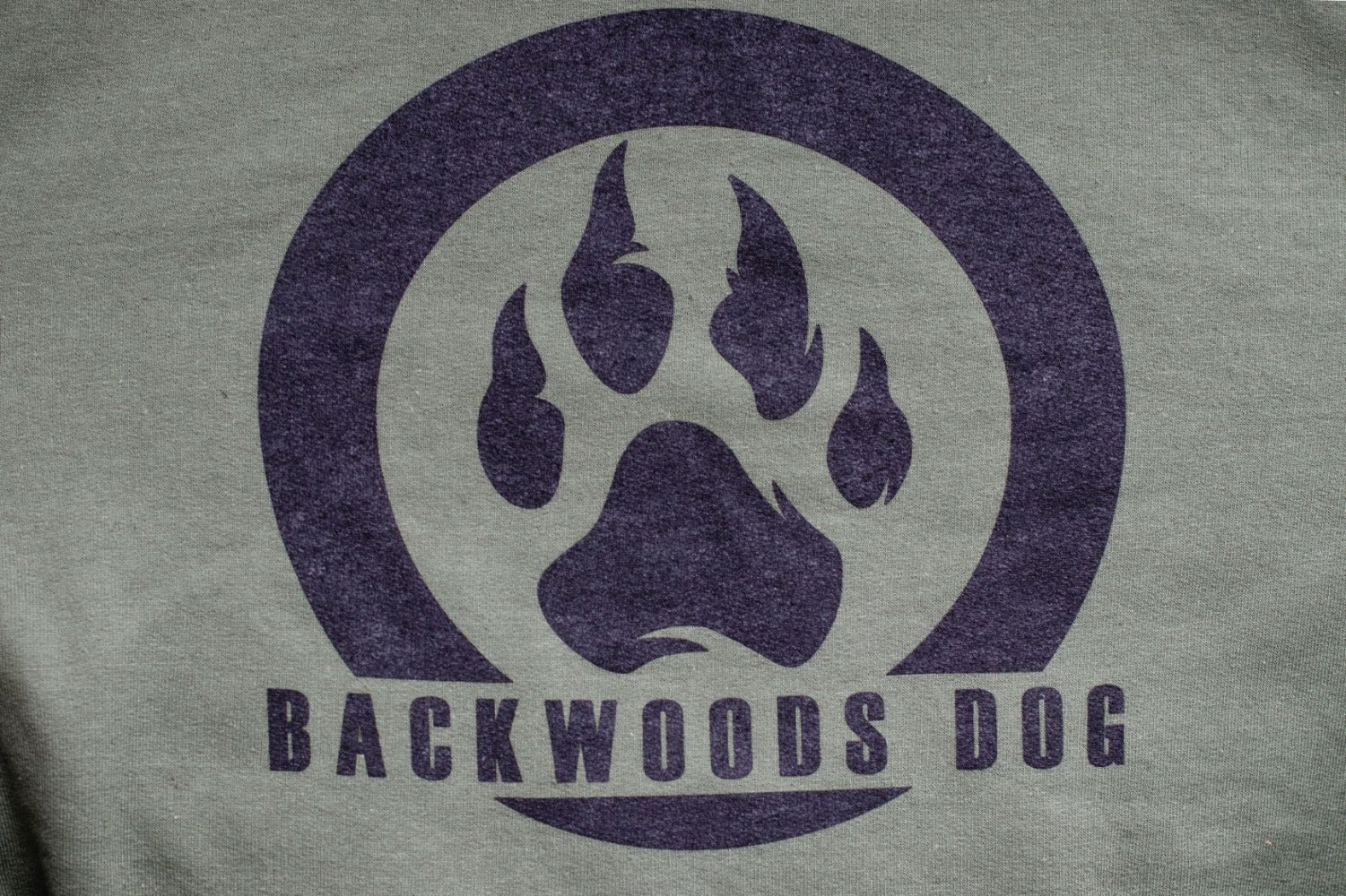 Backwoods Dog Logo hoodie on olive