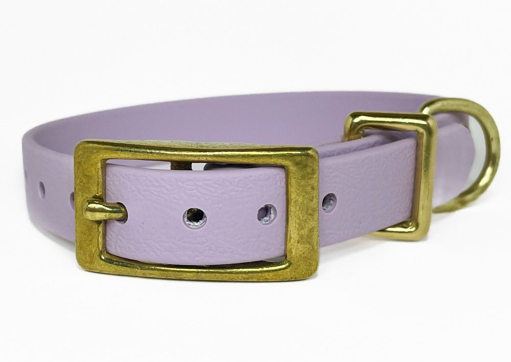 Backwoods Dog Waterproof Brass Biothane Collar in Lavender